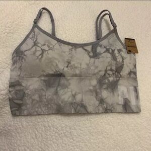 NWT Victoria’s Secret PINK Gray Tye Dye Sports Bra Seamless Size Medium